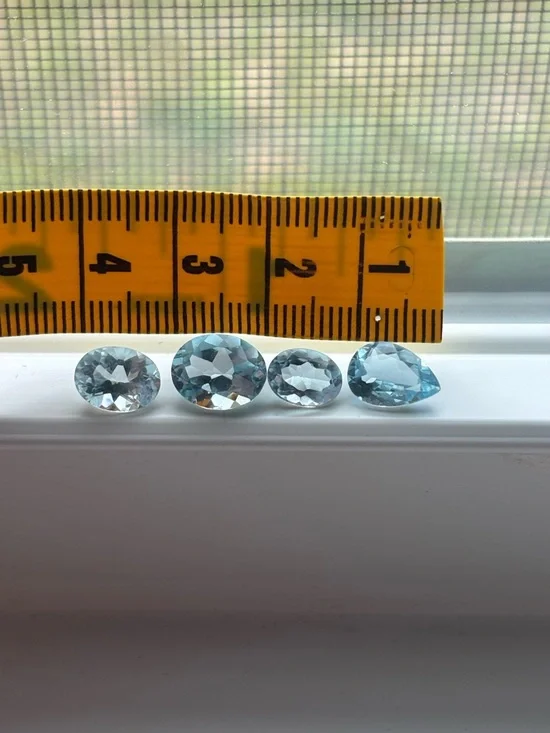 Blue Topaz Gemstone Lot – Oval & Pear Cut Sky Blue Loose Stones (Set of 4) - Picture 11 of 16
